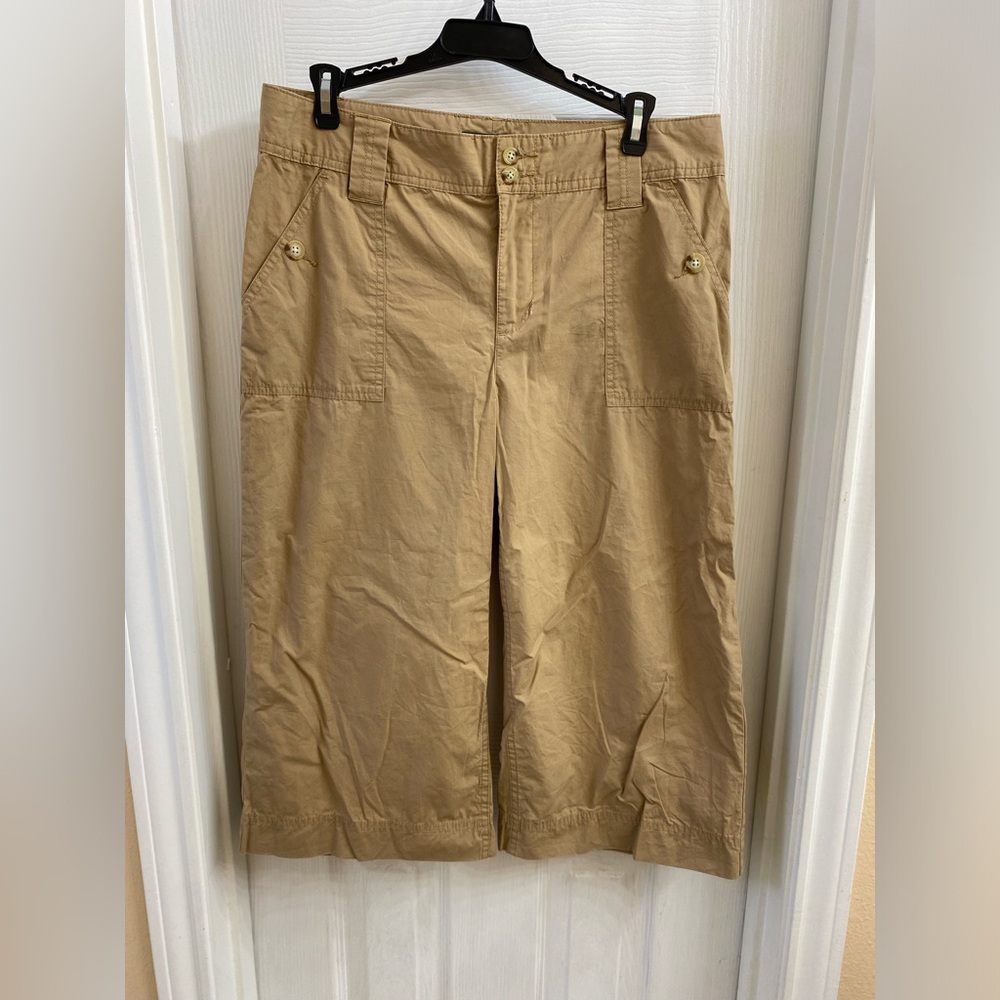 Ralph Lauren LRL Shorts Women's Culotte Cargo Flat Front Khaki Wide Leg  Size 8P